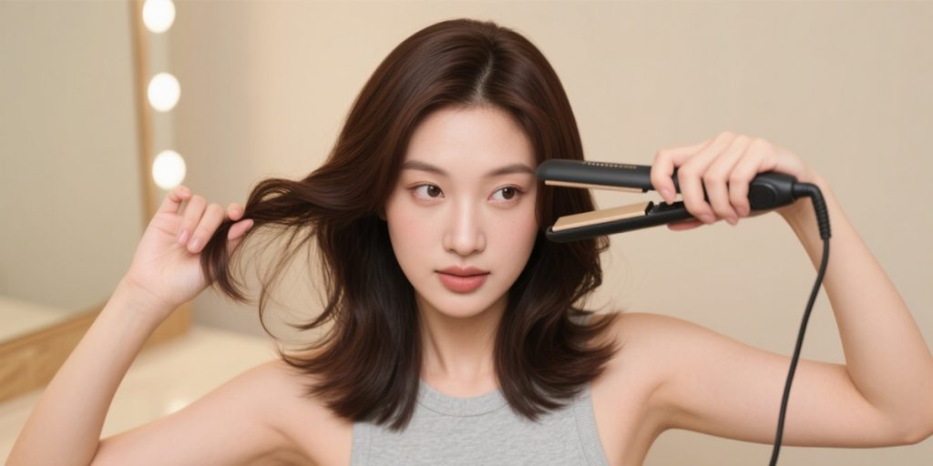 1 Article Teaches You How to DIY Curly Hair 2 Straight plate curling step 2