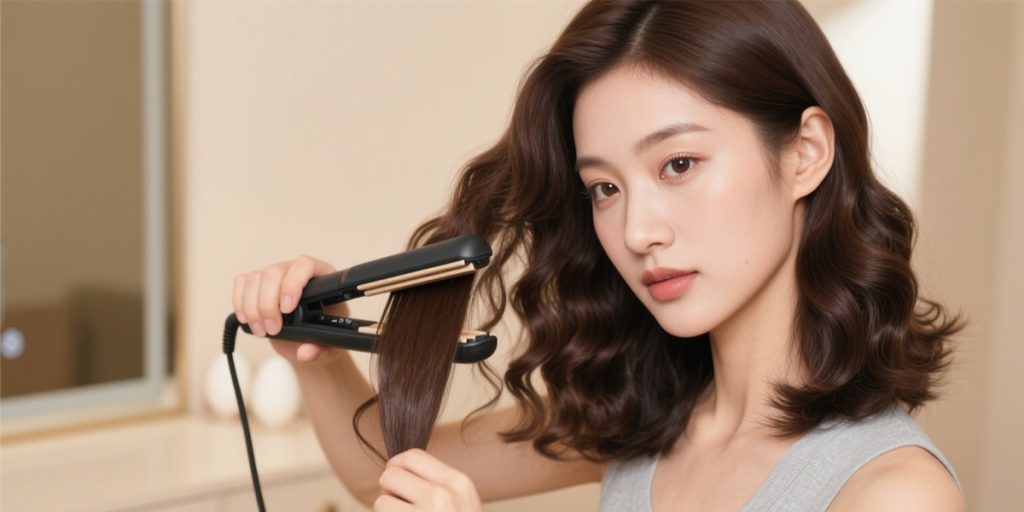 1 Article Teaches You How to DIY Curly Hair 3 Straight plate curling step 3