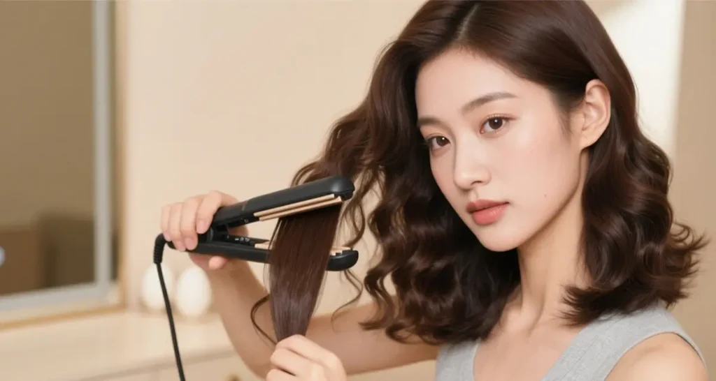 1 Article Teaches You How to DIY Curly Hair Straight plate curling step 3