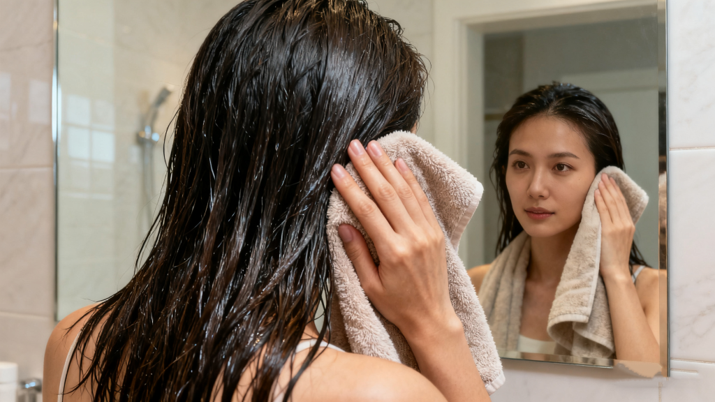 Then towel dry your hair