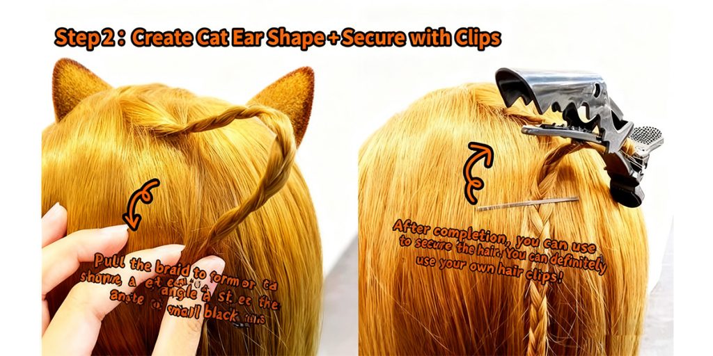 Halloween Hairstyle Guide 11 2 Create Cat Ear shape+Secure with clips