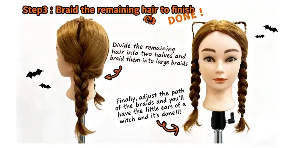 Halloween Hairstyle Guide 3 Braid the remaining hair to finish