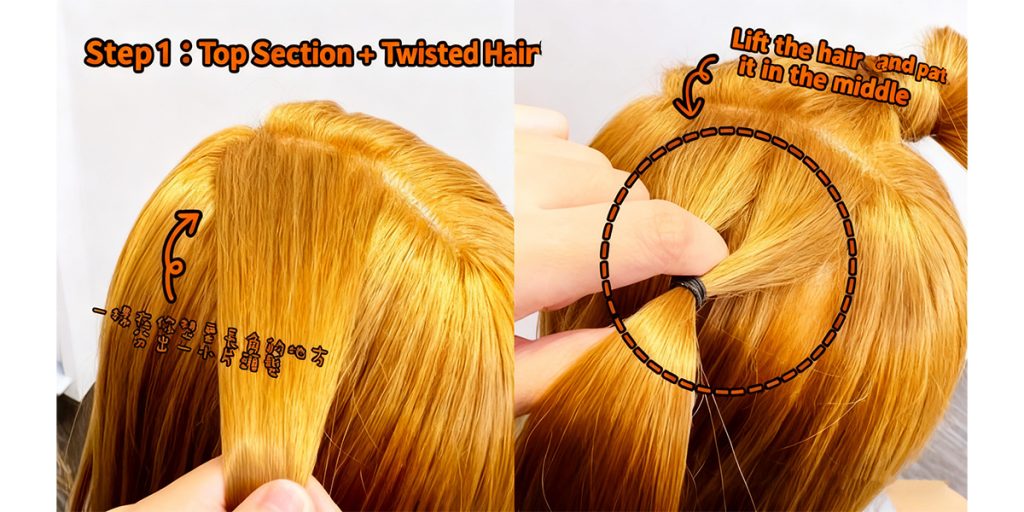 Halloween Hairstyle Guide 5 Step1 TopSection+ Twisted Hair