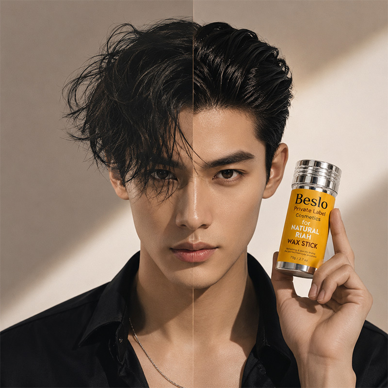 Before-and-after photos of men's hair wax sticks