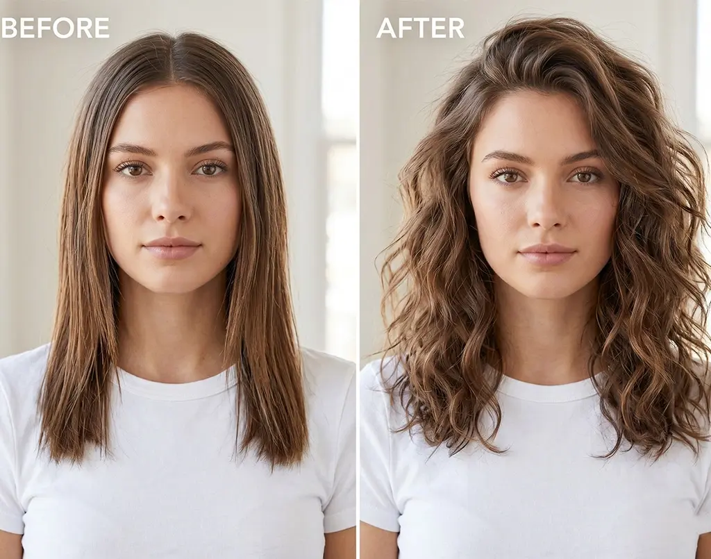 Custom Private Label Sea Salt Spray Before-and-After Comparison Using Sea Salt Spray