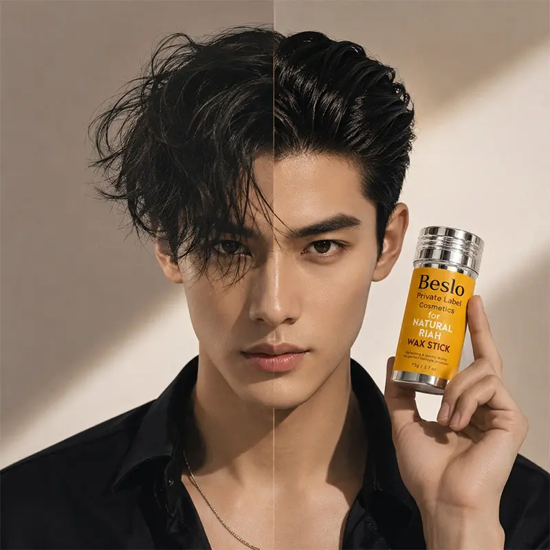Before-and-after photos of men's hair wax sticks