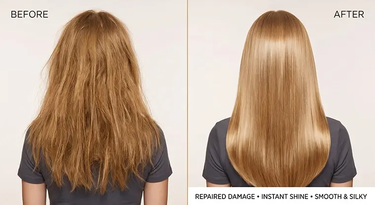Keratin Treatment Hair Mask Manufacturer Before-and-after comparison of using a keratin hair mask